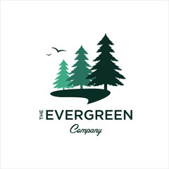 Logo Pine trees landscape evergreen wood plant design inspiration 