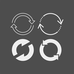 Recycling flat vector icons set. Arrows flat vector icons set