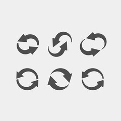 Recycling flat vector icons set. Arrows flat vector icons set