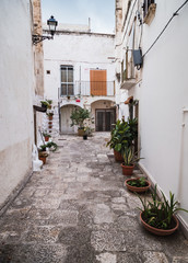 Grottaglie, Italy - August 2019: Historic center of Grottaglie in Puglia during a morning in August