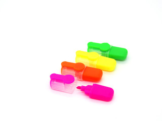  Set of highlight pen isolated on white background.