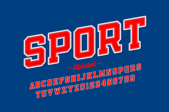 Sports uniform style font, alphabet letters and numbers