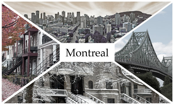Postcard with four images of Montreal city