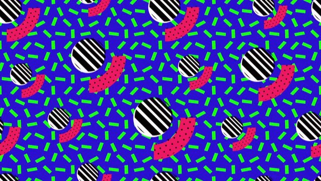 Animation Geometry retro background. Seamless motion minimal pattern