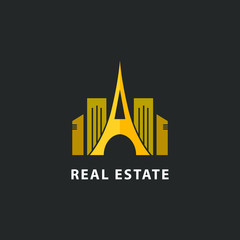 Real estate logo isolated. Tower vector image.