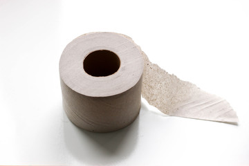 roll of white toilet paper isolated on white background