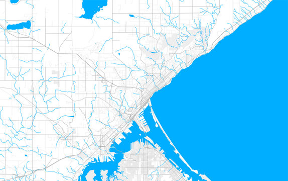 Rich detailed vector map of Duluth, Minnesota, USA
