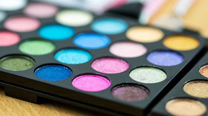 Close up of colorful eyeshadow multicolor palette
