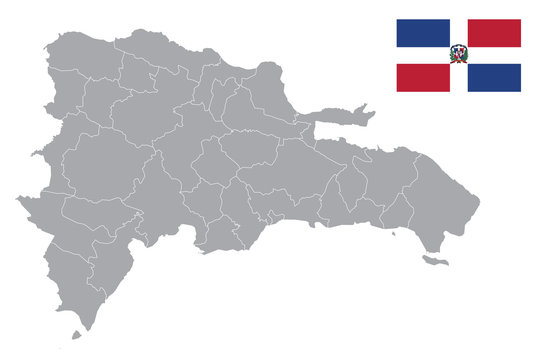 Dominican Republic map. Dominican Republic flag. flat icon symbol vector illustration