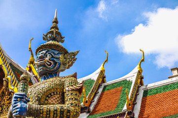 Giant Statues in Wat Phra Kaew, Temple of the Emerald Buddha, thailand