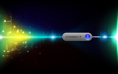 Realistic connect button on abstract technology background