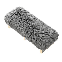 Beautiful gray fluffy bench made of wool on an isolated background. 3D rendering