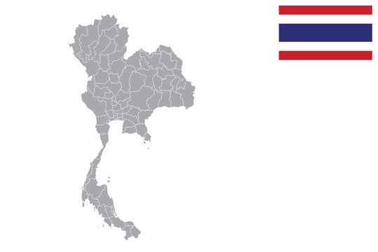 Thailand Map. Thailand Flag. Flat Icon Symbol Vector Illustration