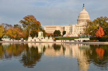 U.S. Capitol Building in autumn foliage - Washington D.C. United States of America