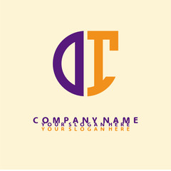 initial letter OI logo purple, orange. Monogram Vector Logo
