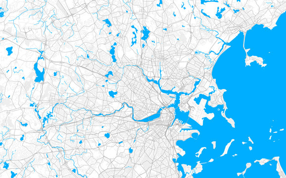 Rich detailed vector map of Somerville, Massachusetts, USA