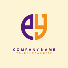 initial letter PY logo purple, orange. Monogram Vector Logo