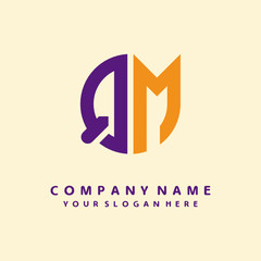 initial letter QM logo purple, orange. Monogram Vector Logo