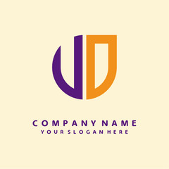 initial letter UD, VD logo purple, orange. Monogram Vector Logo