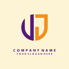 initial letter UJ, VJ logo purple, orange. Monogram Vector Logo