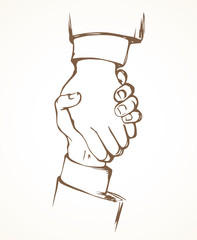 Hand pulls a falling man. Vector drawing