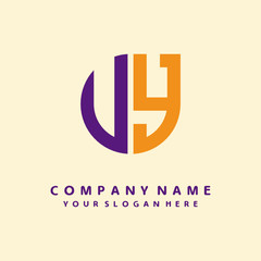 initial letter UY, VY logo purple, orange. Monogram Vector Logo