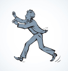 The man runs away. Vector drawing