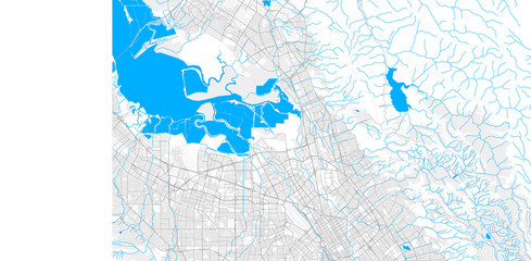 Rich detailed vector map of Milpitas, California, USA