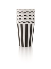 black and white color paper glass on isolated white background 