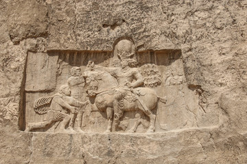 Fototapeta premium Famous carving (bas-reliefs )from necropolis Naqsh-e Rustam, Iran.