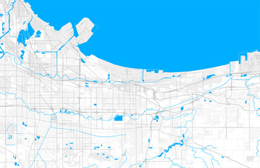 Rich detailed vector map of Gary, Indiana, USA