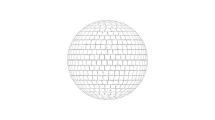 3d rendering sketch of a discoball isolated in white studio background