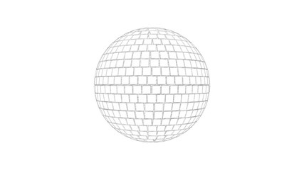3d rendering sketch of a discoball isolated in white studio background