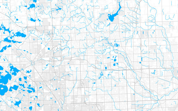 Rich detailed vector map of Rochester Hills, Michigan, USA © netsign