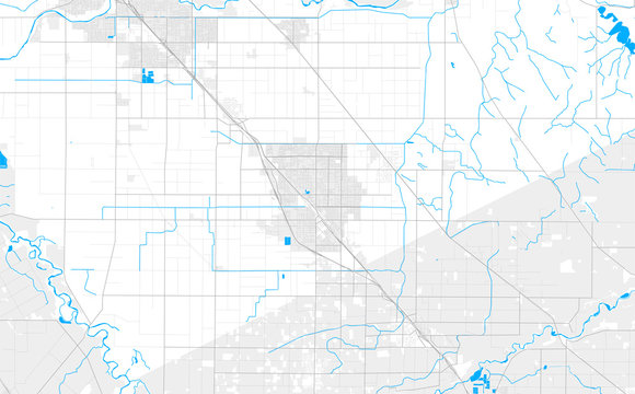 Rich detailed vector map of Turlock, California, USA