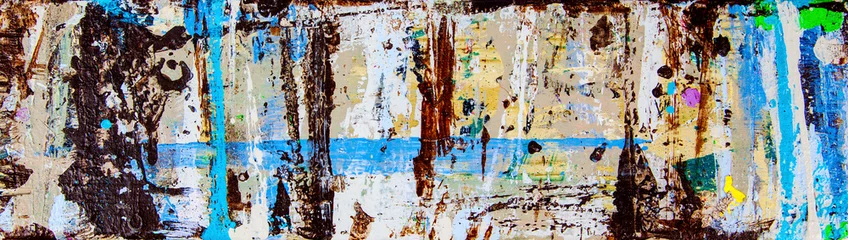 Abstraktes Kunstbanner / Panorama - mit Spritzern, Streifen und Strudeln aus mehrfarbiger Farbe - lustige, kreative und inspirierende Hintergrundtextur. © EdwardSamuel