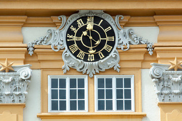 Melk Old Town Building Exterior With A Clock