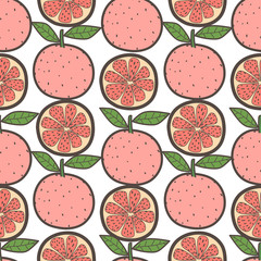 Orange fruit seamless pattern background. Vector illustration.