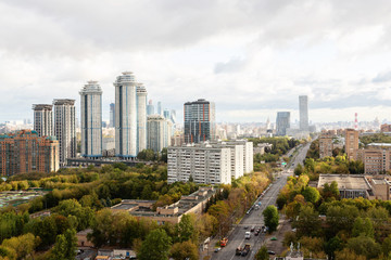 Fototapeta na wymiar urban top view, city view, Moscow, western district