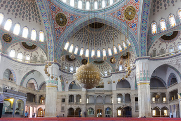 Fototapeta na wymiar Kocatepe Mosque interior view - Ankara, Turkey
