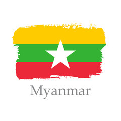 Hand draw Myanmar flag. Vector