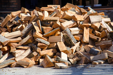 heap of the chopped firewood