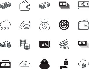 cash vector icon set such as: banknote, shiny, saint, human, reflection, drawing, pounds, bill, debt, canvas, economic, idea, patrick, cauldron, prosperity, american, hand, objects, million, work