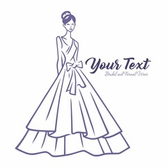 Wedding Gown Dress Boutique Logo Design Vector Illustration