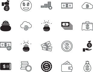 cash vector icon set such as: deposit, cartoon, economic, emoji, banknote, silhouette, emoticon, win, price, usa, emotion, fun, cute, reflection, funny, businessman, american, cheerful, smiley