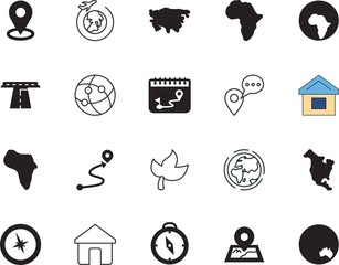 map vector icon set such as: jet, position, australian, foliage, connection, transfer, mobile, avenue, thin, rounded, air, car, environment, ecology, pattern, event, template, search, mark, navigate