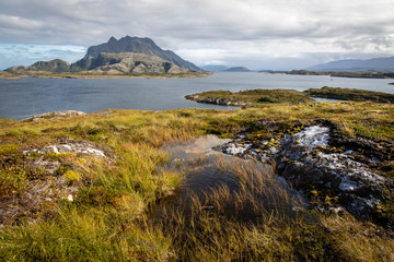 Naklejka na ściany i meble scenery on island Heroy, Norway, Nordland