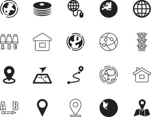 map vector icon set such as: connectivity, delicious, meal, position, pancakes, dish, warning, syrup, international, social, mouse, air, news, ball, wallpaper, cuisine, breakfast, lamp, mark, light