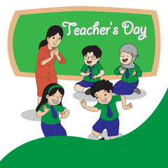 teacher's day. happy kids around the globe.