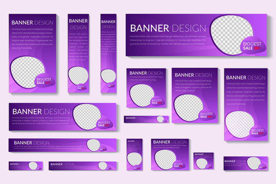 Set of web banners of standard size with a place for photos